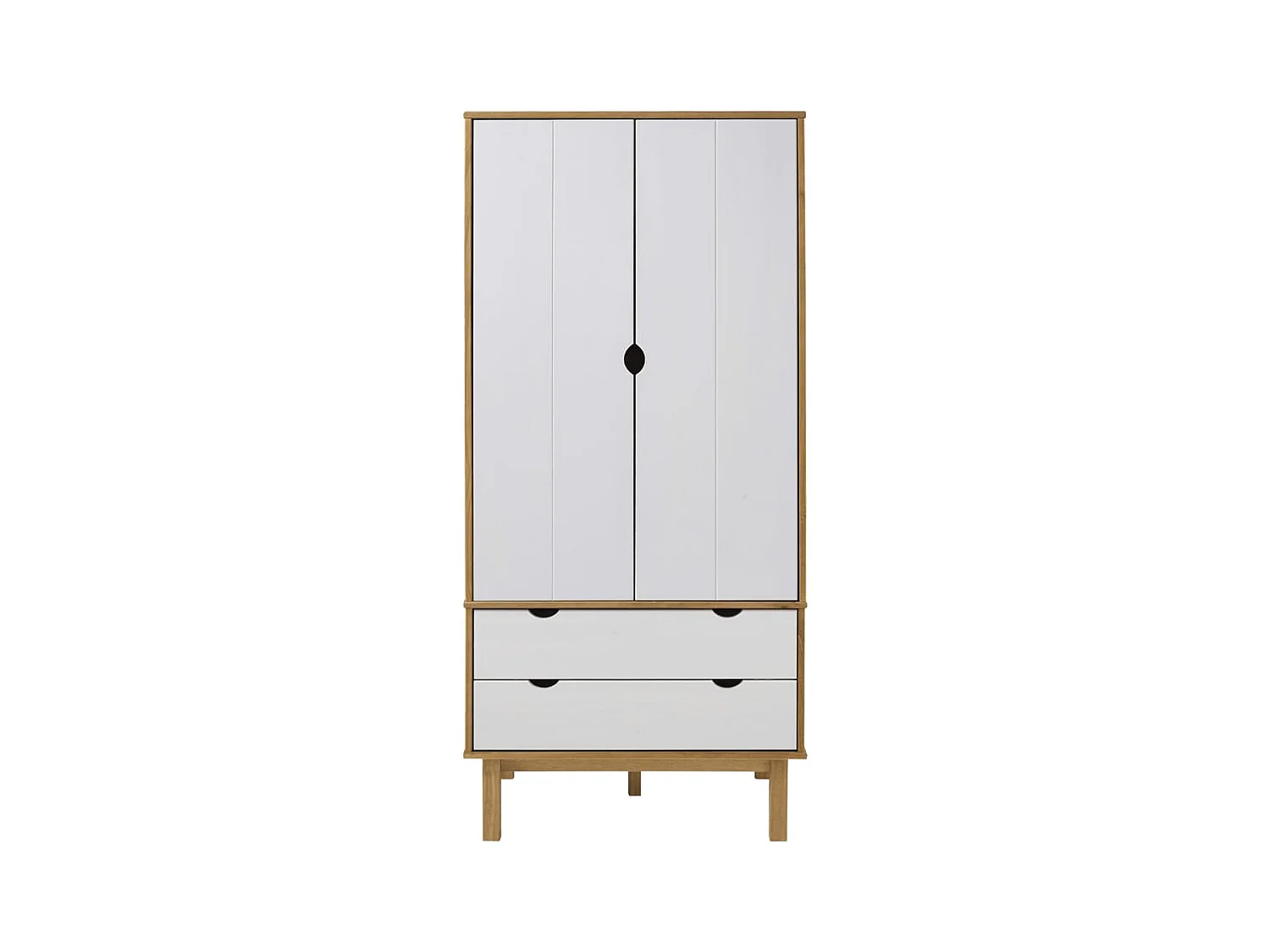 Garde-robe OTTA Marron et blanc 76,5x53x172 cm Bois massif pin OFR68050 BonneVie Meuble