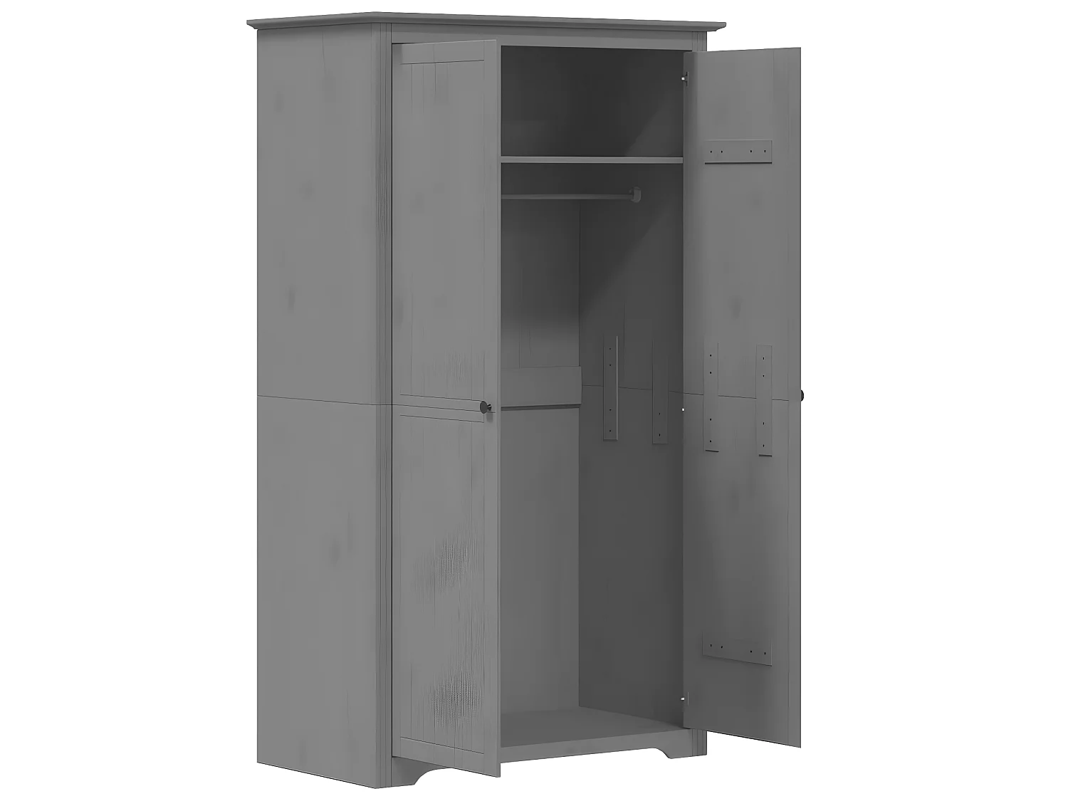 Roupeiro BODO 99x53,5x173 cm madeira de pinho maciça cinzento PT627152