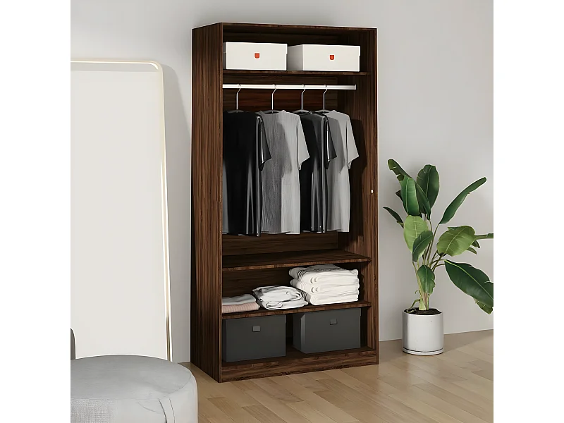 Garde-robe chêne marron 100x50x200 cm bois d'ingénierie OFR98490 BonneVie Meuble