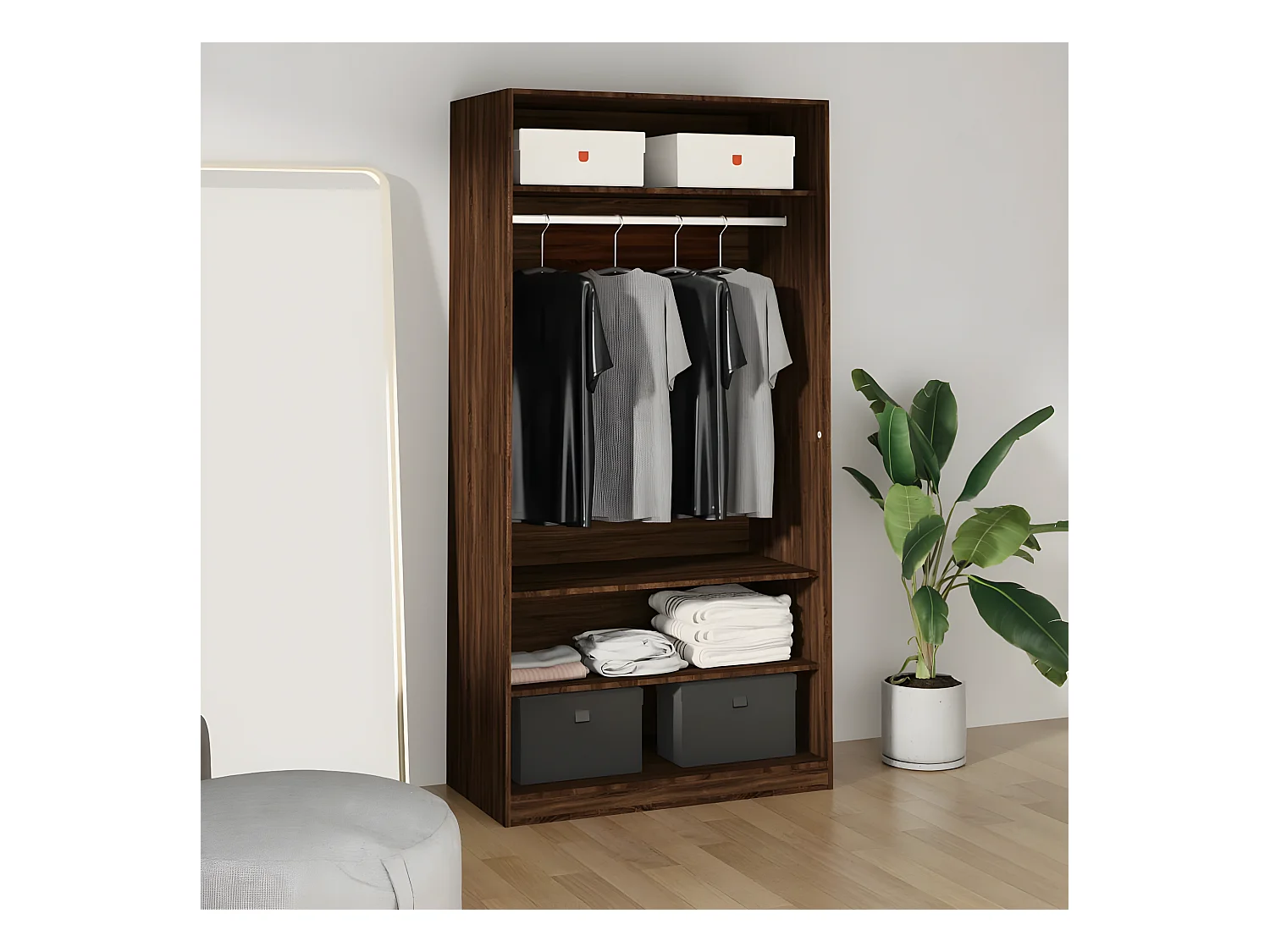 Garde-robe chêne marron 100x50x200 cm bois d'ingénierie OFR98490 BonneVie Meuble