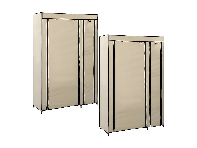 Roupeiros dobráveis 2 pcs 110x45x175 cm tecido cor creme PT638172