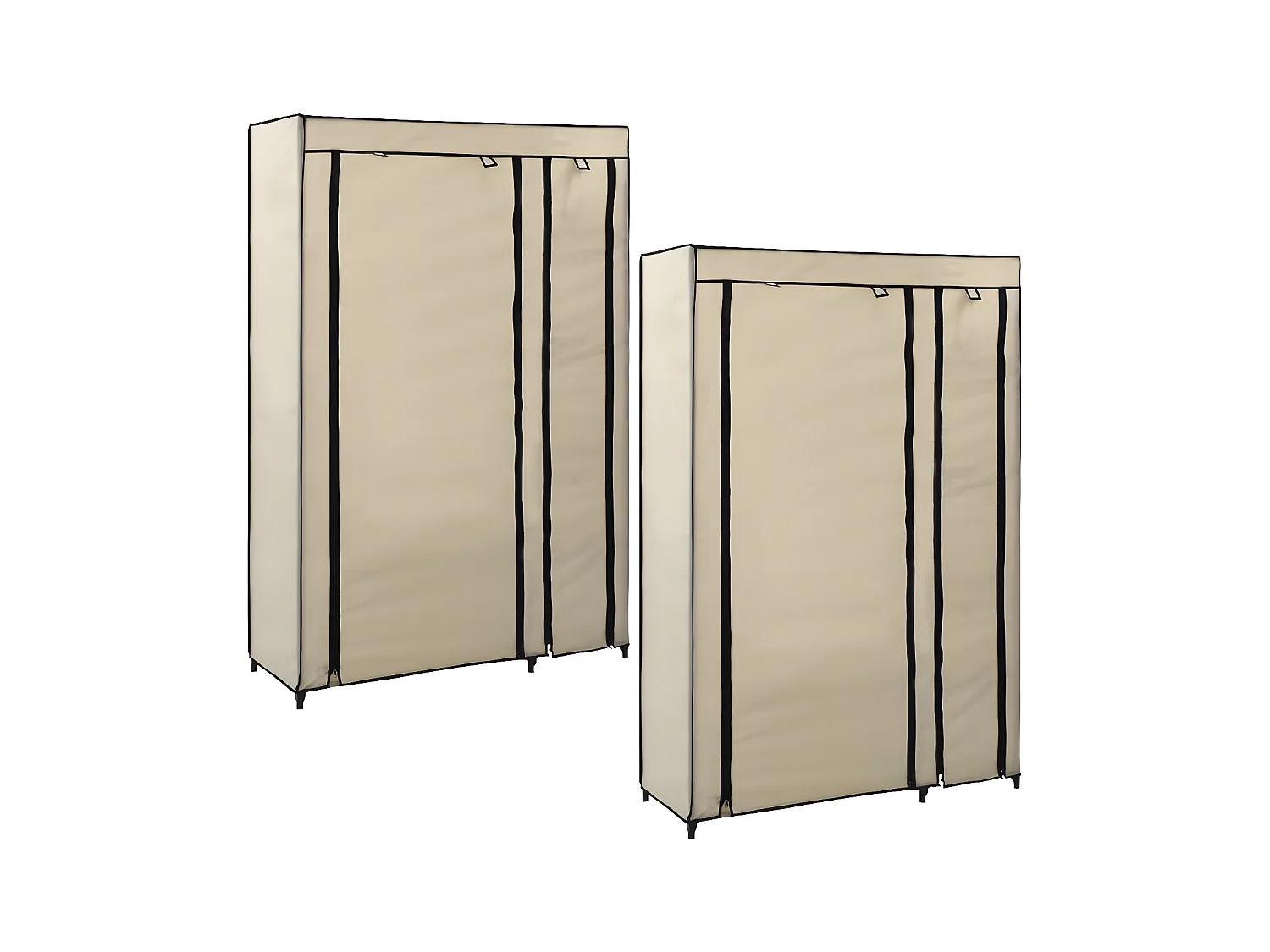 Garde-robes pliables 2 pcs Crème 110x45x175 cm Tissu OFR15693 BonneVie Meuble