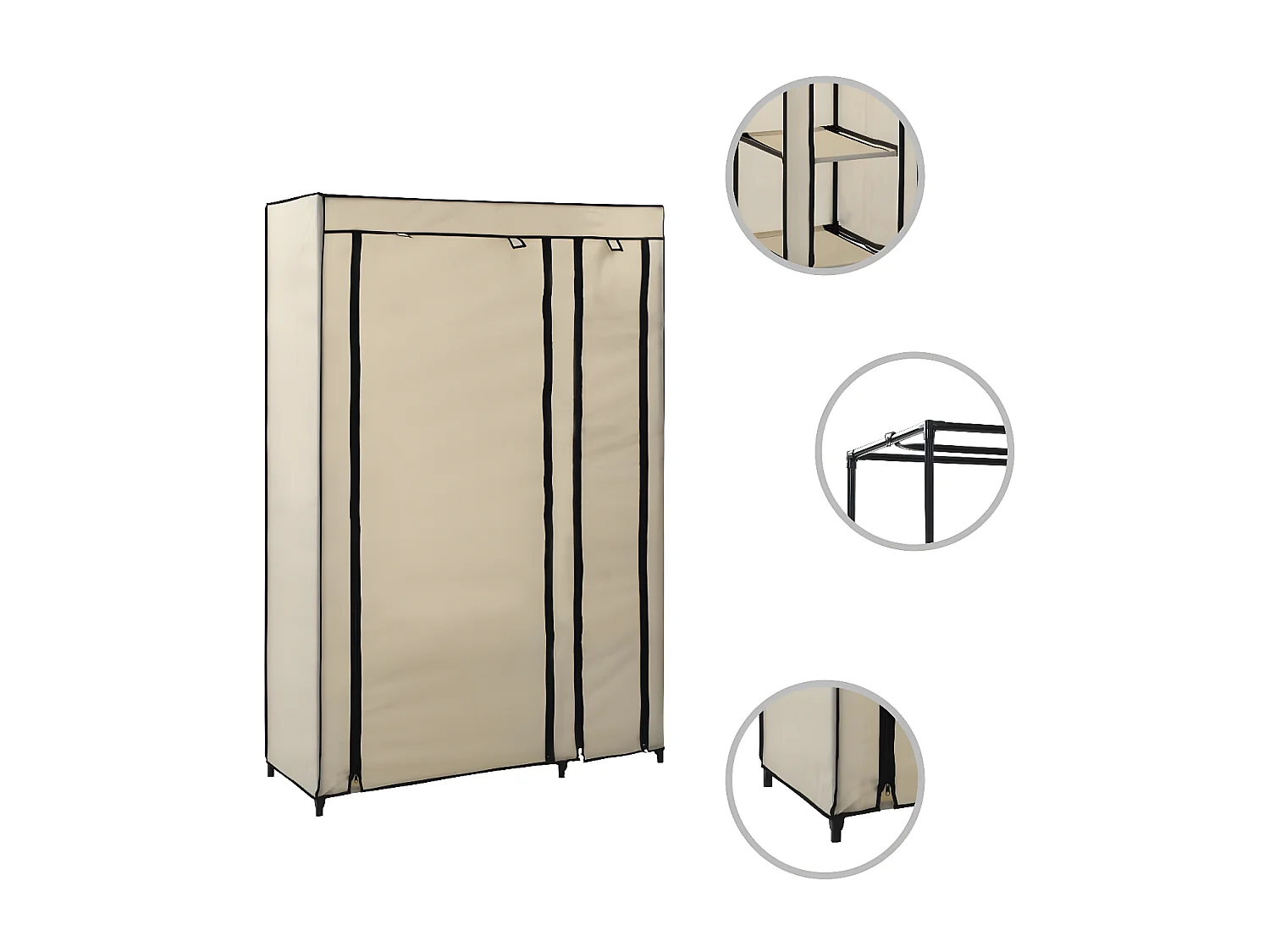 Roupeiros dobráveis 2 pcs 110x45x175 cm tecido cor creme PT638172