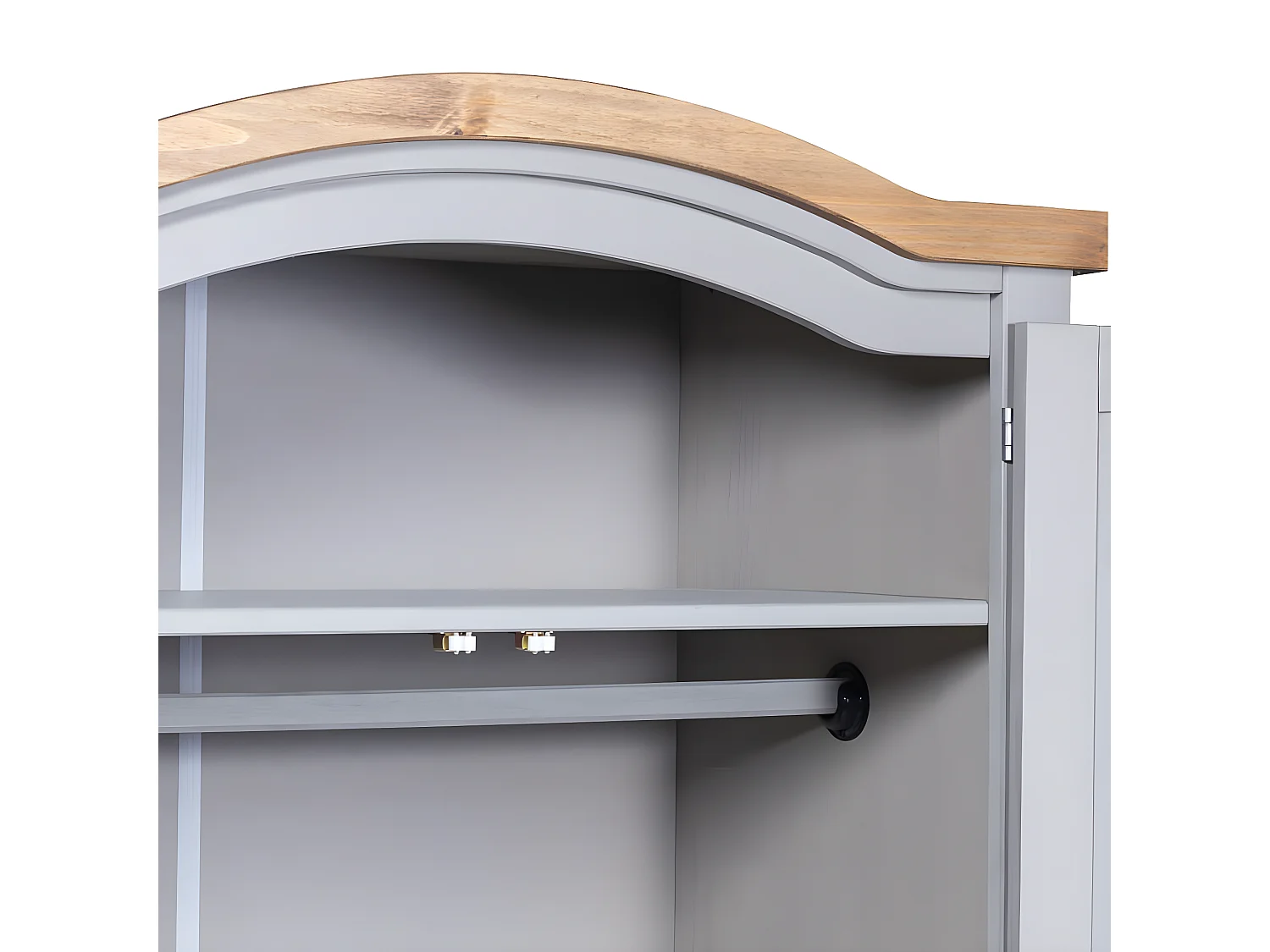 Garde-robe avec 2 portes Gamme Corona pin mexicain Gris OFR14104 BonneVie Meuble