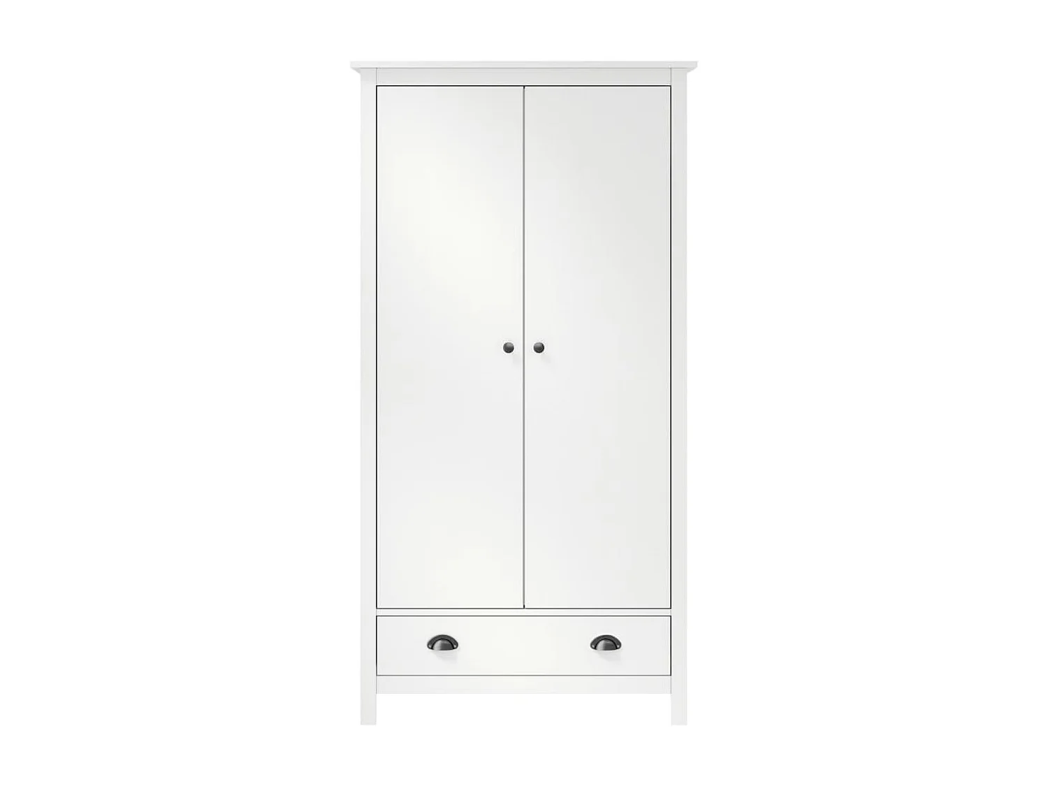 Garde-robe à 2 portes Hill Blanc 89x50x170cm Bois de pin solide OFR11151 BonneVie Meuble