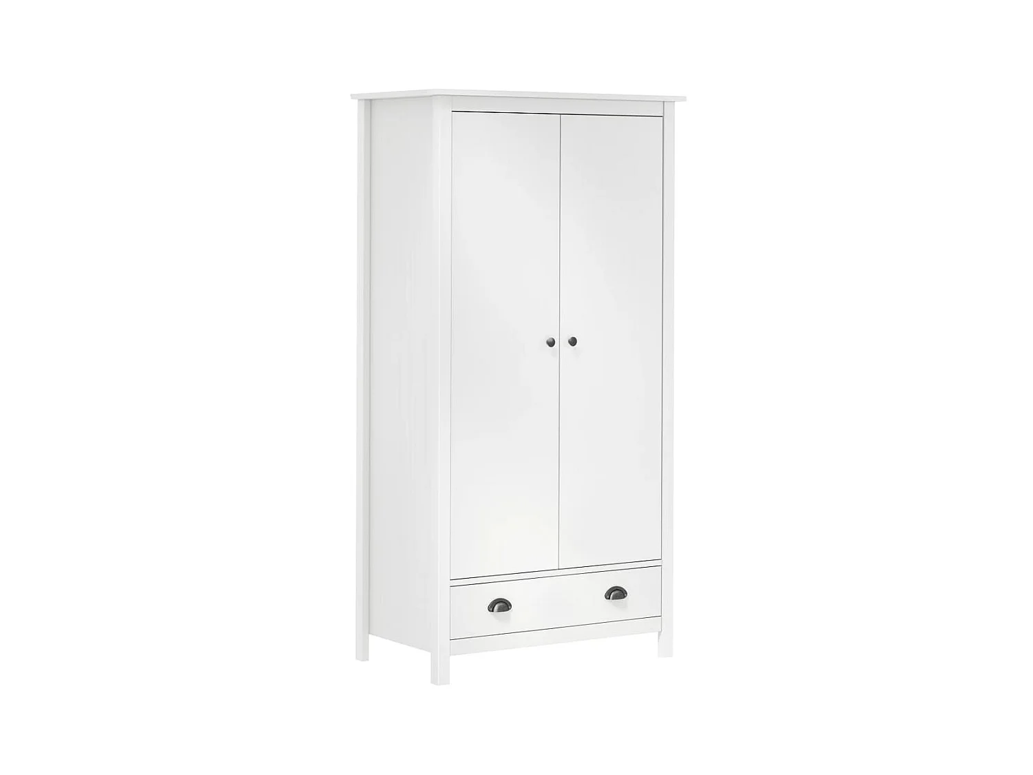 Garde-robe à 2 portes Hill Blanc 89x50x170cm Bois de pin solide OFR11151 BonneVie Meuble