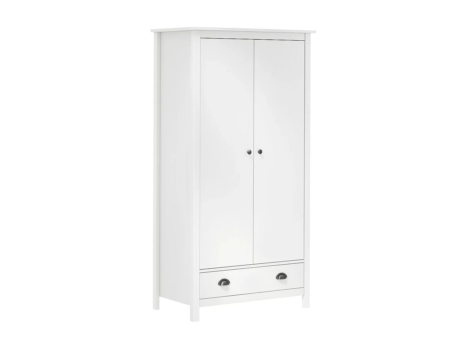 Garde-robe à 2 portes Hill Blanc 89x50x170cm Bois de pin solide OFR11151 BonneVie Meuble