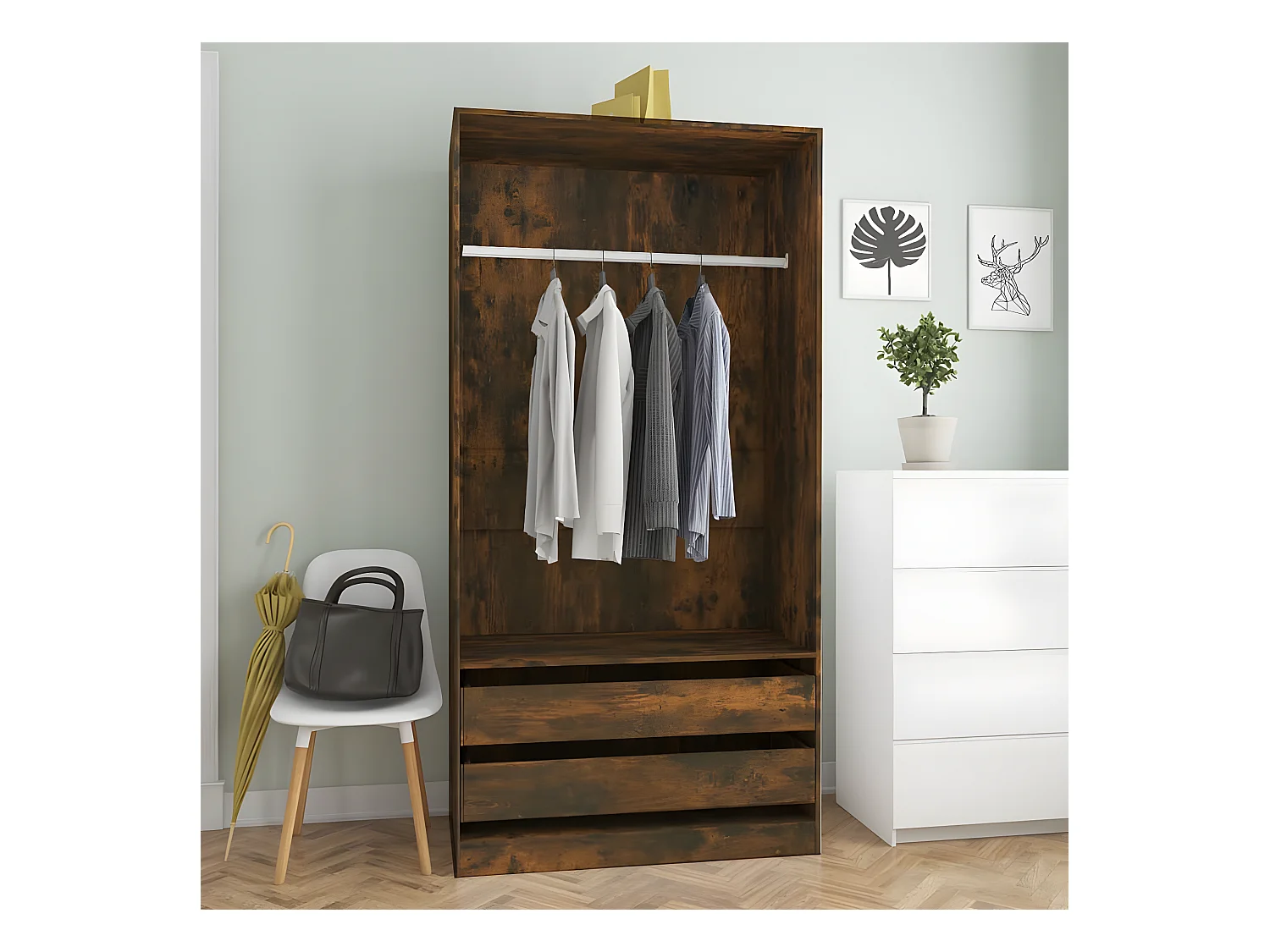 Garde-robe Chêne fumé 100x50x200 cm Bois d'ingénierie OFR50871 BonneVie Meuble
