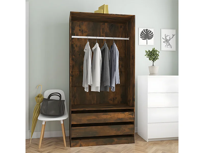 Garde-robe Chêne fumé 100x50x200 cm Bois d'ingénierie OFR50871 BonneVie Meuble