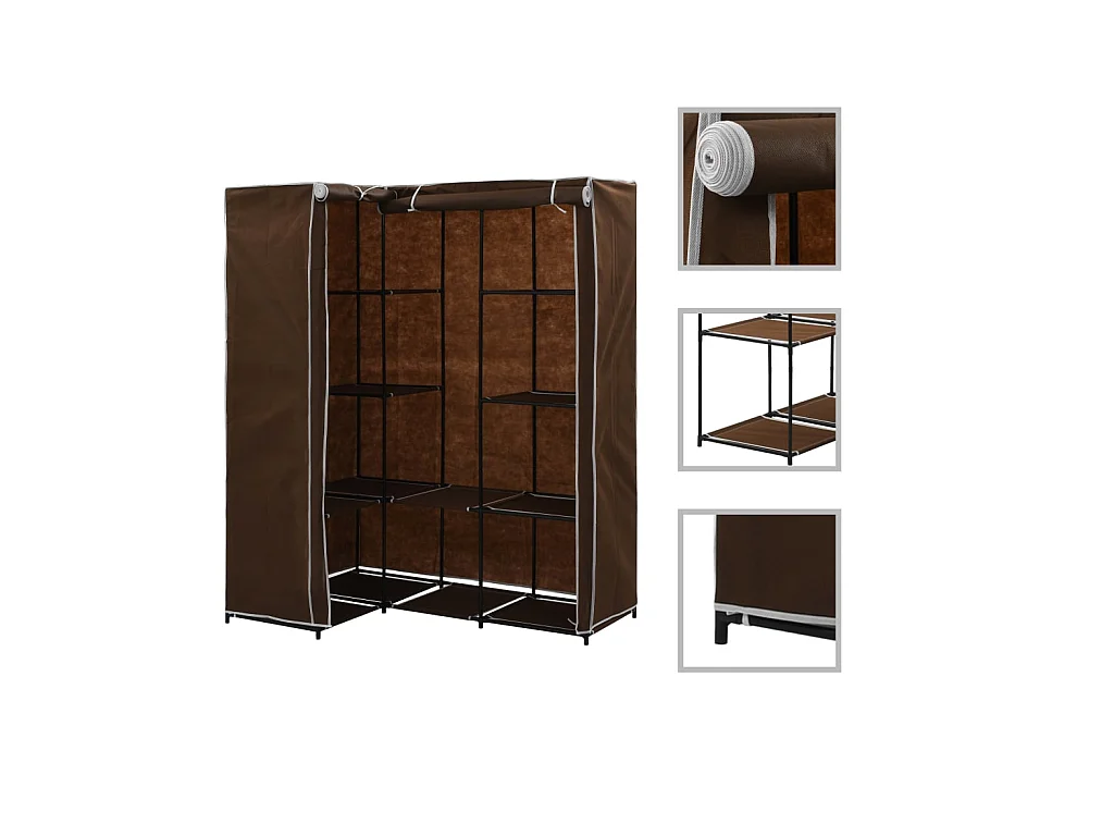 Garde-robe d'angle Marron 130x87x169 cm OFR69983 BonneVie Meuble