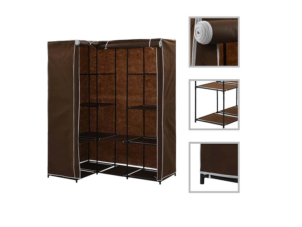 Garde-robe d'angle Marron 130x87x169 cm OFR69983 BonneVie Meuble