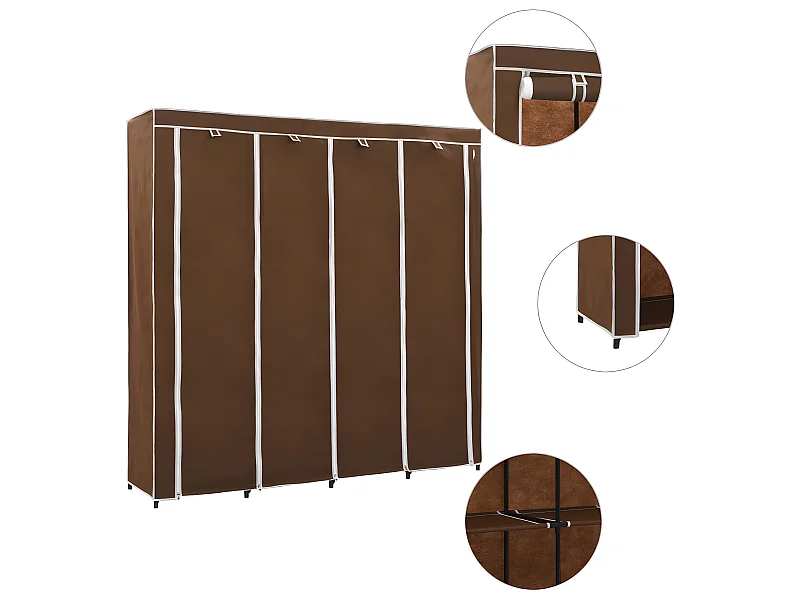 Garde-robe avec 4 compartiments Marron 175x45x170 cm OFR35867 BonneVie Meuble