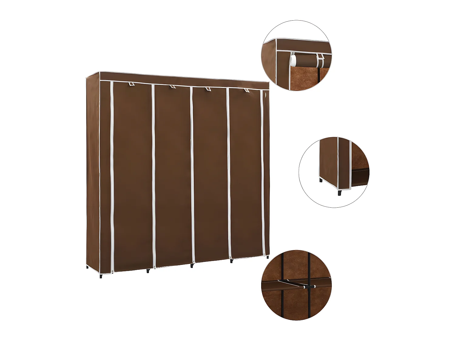 Garde-robe avec 4 compartiments Marron 175x45x170 cm OFR35867 BonneVie Meuble