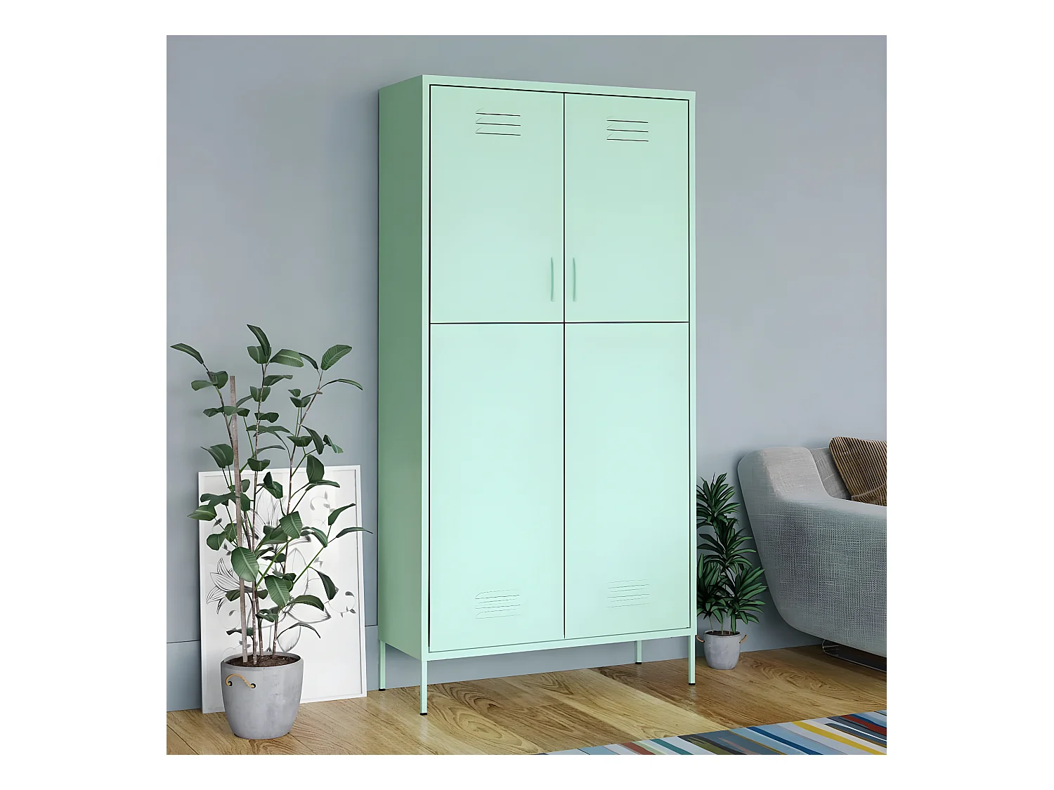 Garde-robe Vert menthe 90x50x180 cm Acier OFR54757 BonneVie Meuble