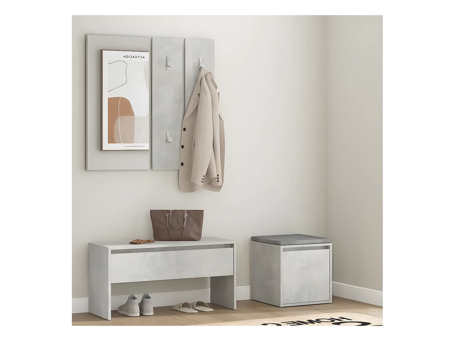 Ensemble de meubles de couloir Gris béton Bois d'ingénierie OFR33756 BonneVie Meuble