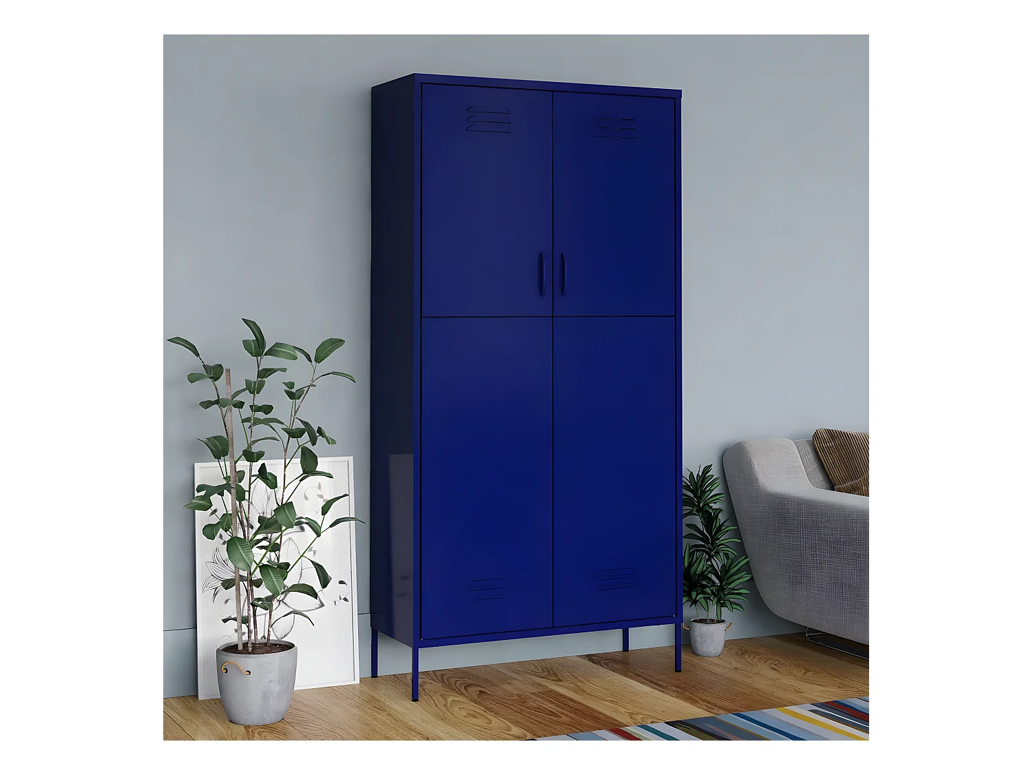 Garde-robe Bleu marine 90x50x180 cm Acier OFR43374 BonneVie Meuble