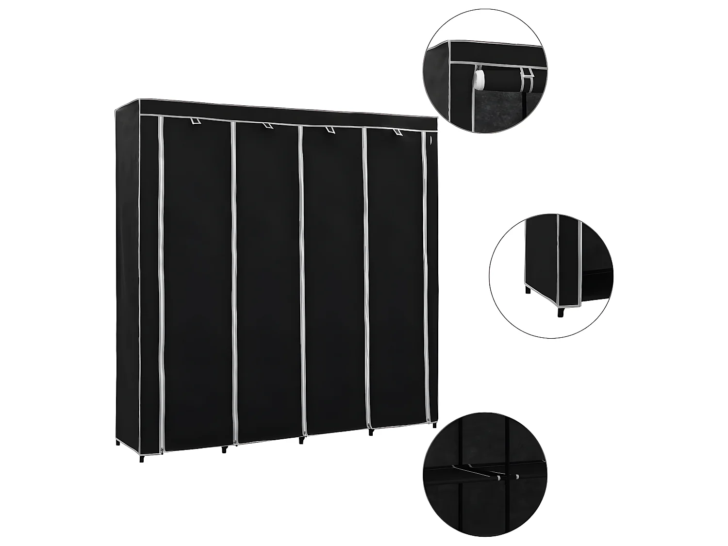 Garde-robe avec 4 compartiments Noir 175x45x170 cm OFR46627 BonneVie Meuble