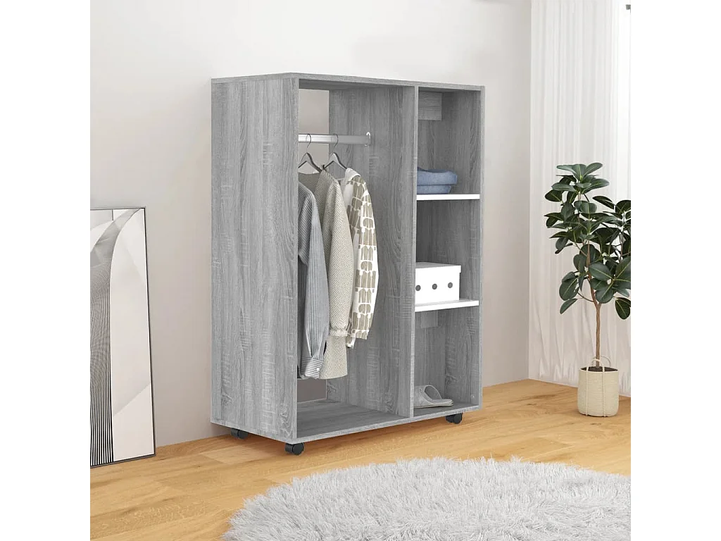 Kledingkast 80x40x110 cm bewerkt hout grijs sonoma eikenkleurig NL150889