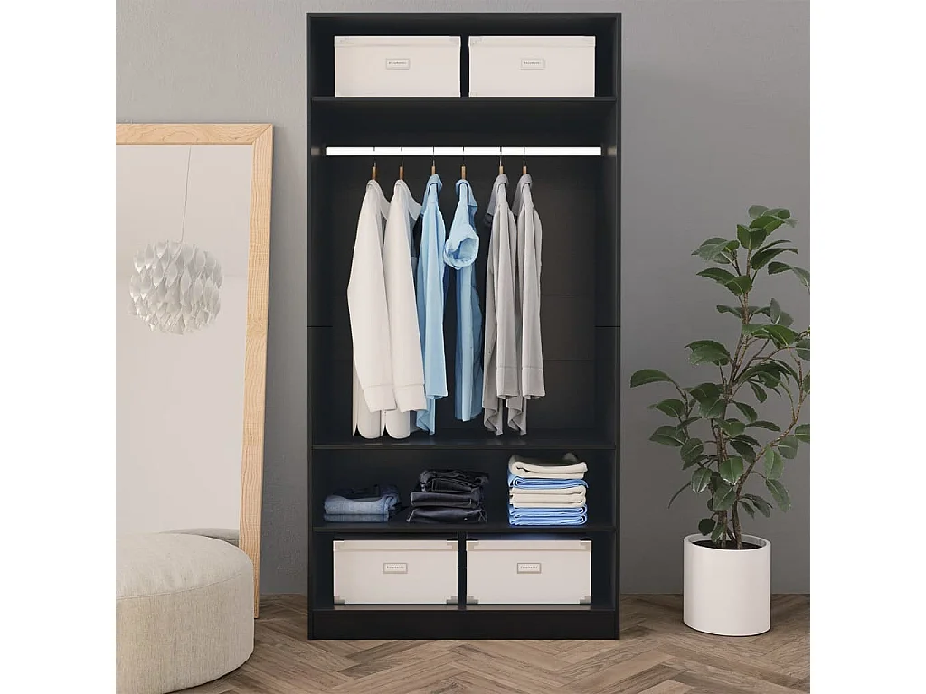 Garde-robe Noir 100 x 50 x 200 cm Bois d'ingénierie OFR14511 BonneVie Meuble