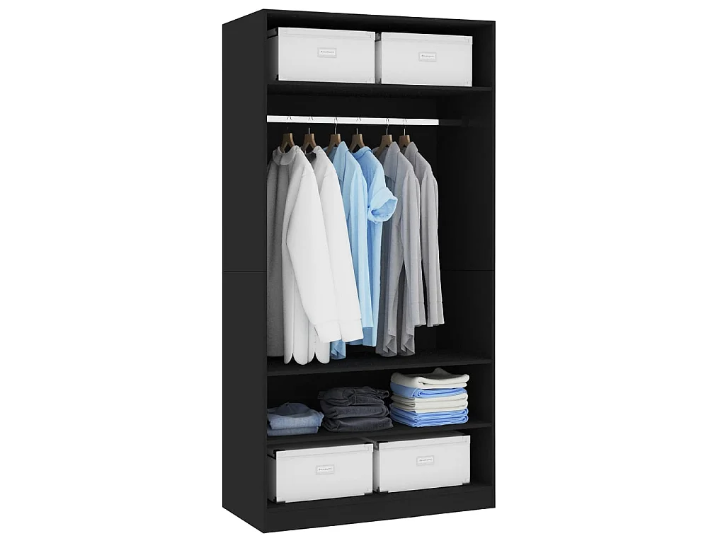Garde-robe Noir 100 x 50 x 200 cm Bois d'ingénierie OFR14511 BonneVie Meuble