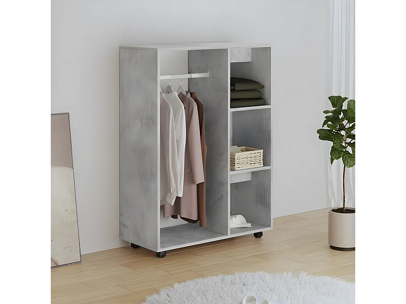 Garde-robe Gris béton 80x40x110 cm Aggloméré OFR32983 BonneVie Meuble