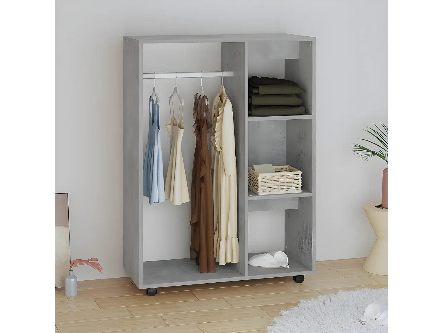 Garde-robe Gris béton 80x40x110 cm Aggloméré OFR32983 BonneVie Meuble