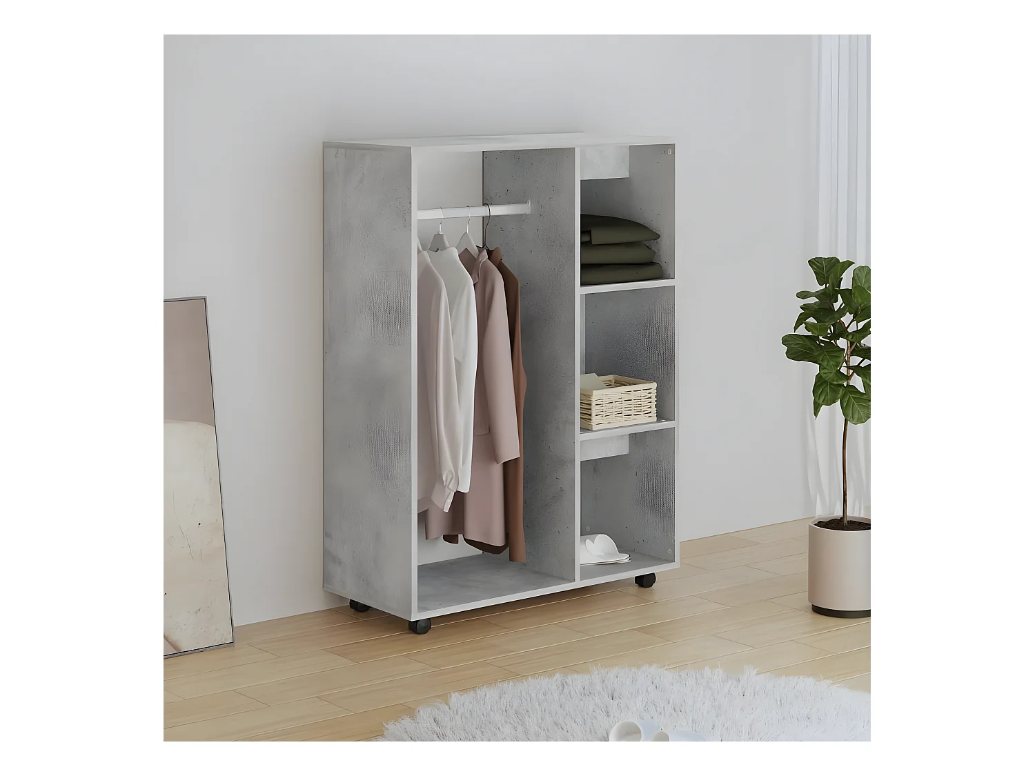 Garde-robe Gris béton 80x40x110 cm Aggloméré OFR32983 BonneVie Meuble
