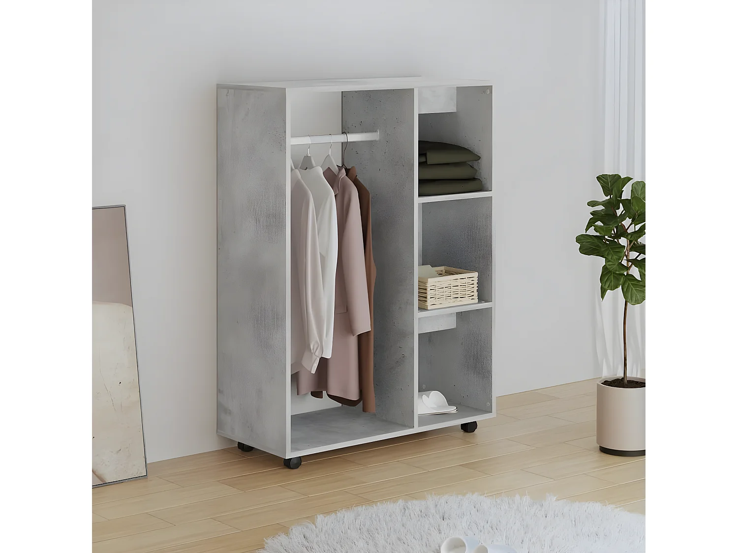 Garde-robe Gris béton 80x40x110 cm Aggloméré OFR32983 BonneVie Meuble