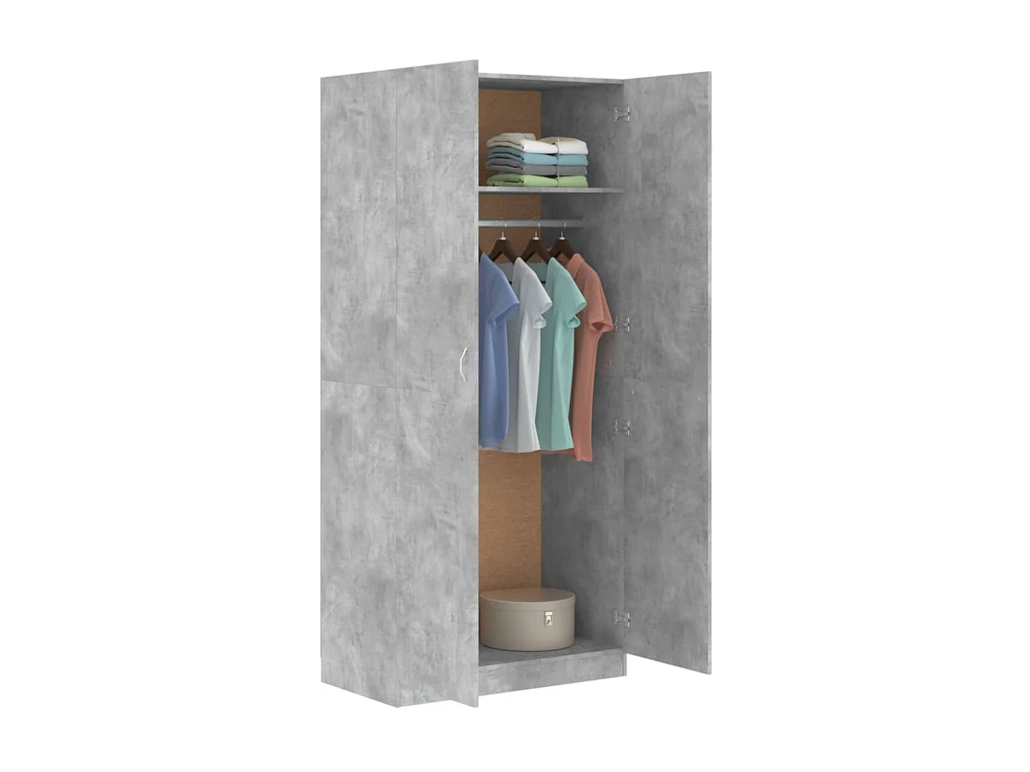 Roupeiro 90x52x200 cm contraplacado cinzento cimento PT451043