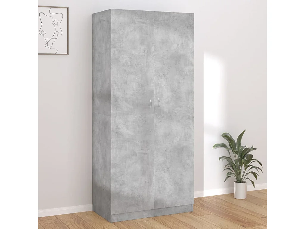 Garde-robe Gris béton 90x52x200 cm Aggloméré OFR84583 BonneVie Meuble