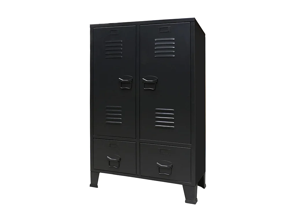 Garde-robe Métal de style industriel 67 x 35 x 107 cm Noir OFR85441 BonneVie Meuble