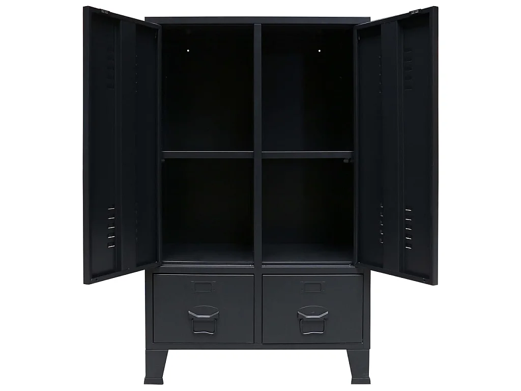 Roupeiro estilo industrial em metal 67x35x107 cm preto PT980482