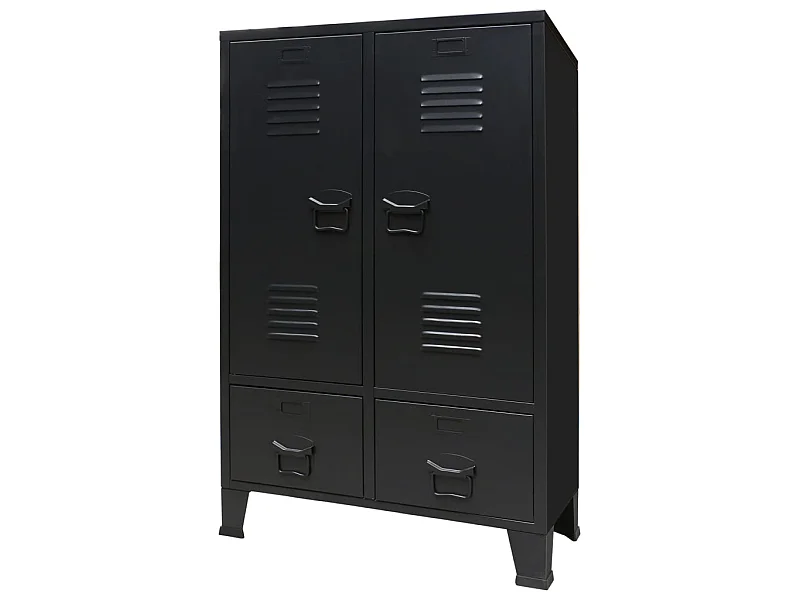 Roupeiro estilo industrial em metal 67x35x107 cm preto PT980482