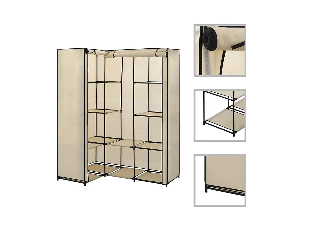 Garde-robe d'angle Crème 130 x 87 x 169 cm OFR67529 BonneVie Meuble