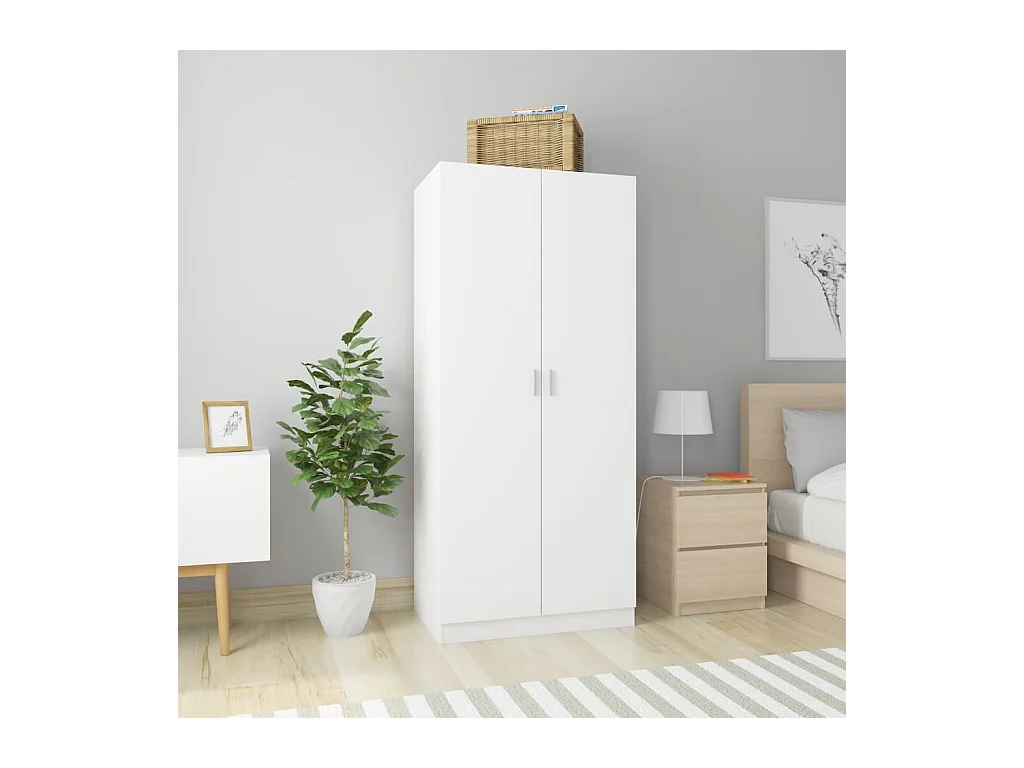 Garde-robe Blanc 80x52x180 cm Aggloméré OFR48498 BonneVie Meuble