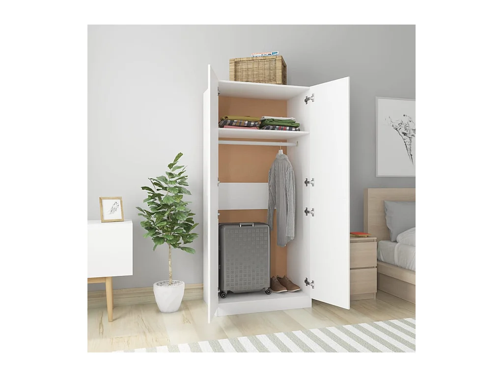 Garde-robe Blanc 80x52x180 cm Aggloméré OFR48498 BonneVie Meuble
