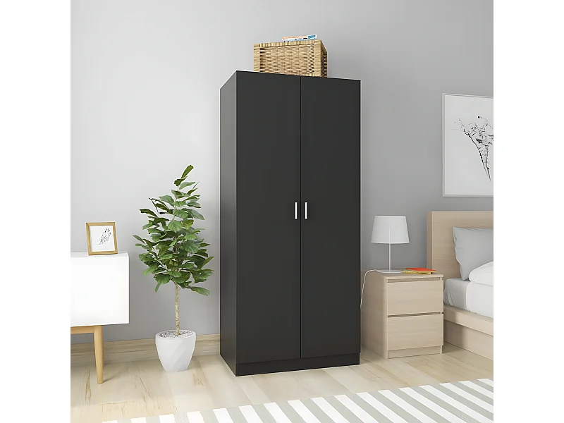 Armario de madera contrachapada negro 80x52x180 cm ES483653