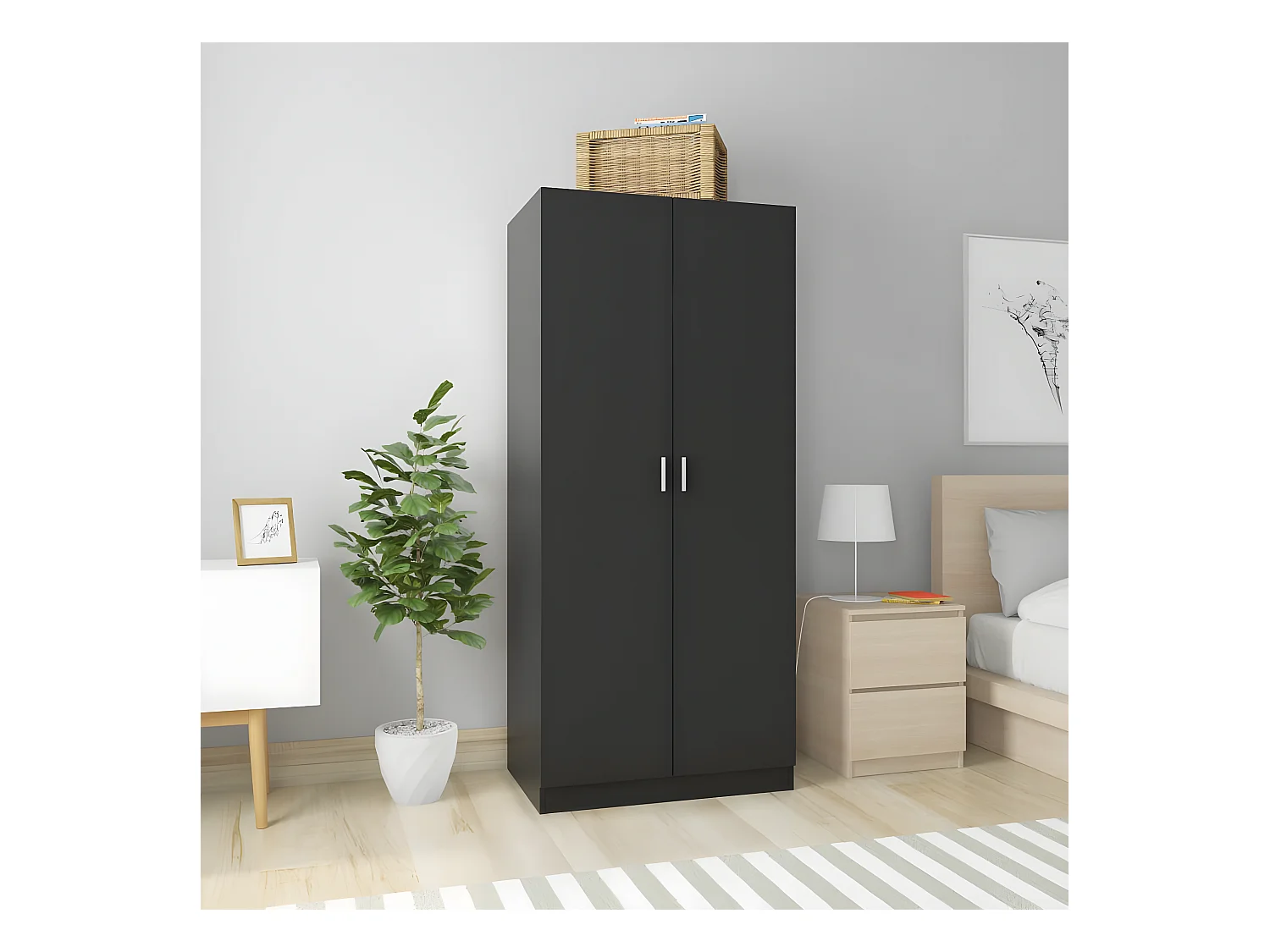 Garde-robe Noir 80x52x180 cm Aggloméré OFR91507 BonneVie Meuble