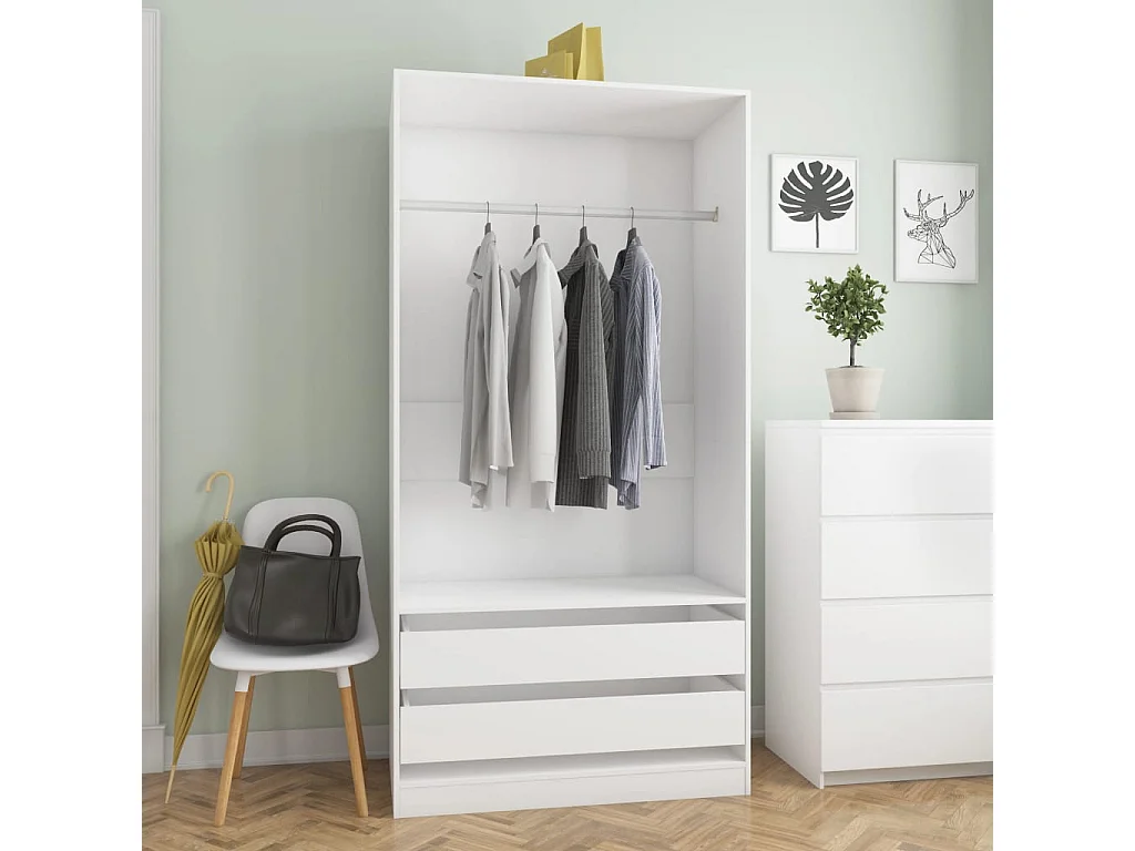 Garde-robe Blanc 100x50x200 cm Bois d'ingénierie OFR71155 BonneVie Meuble