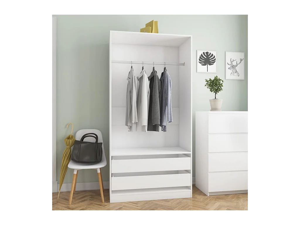 Garde-robe Blanc 100x50x200 cm Bois d'ingénierie OFR71155 BonneVie Meuble