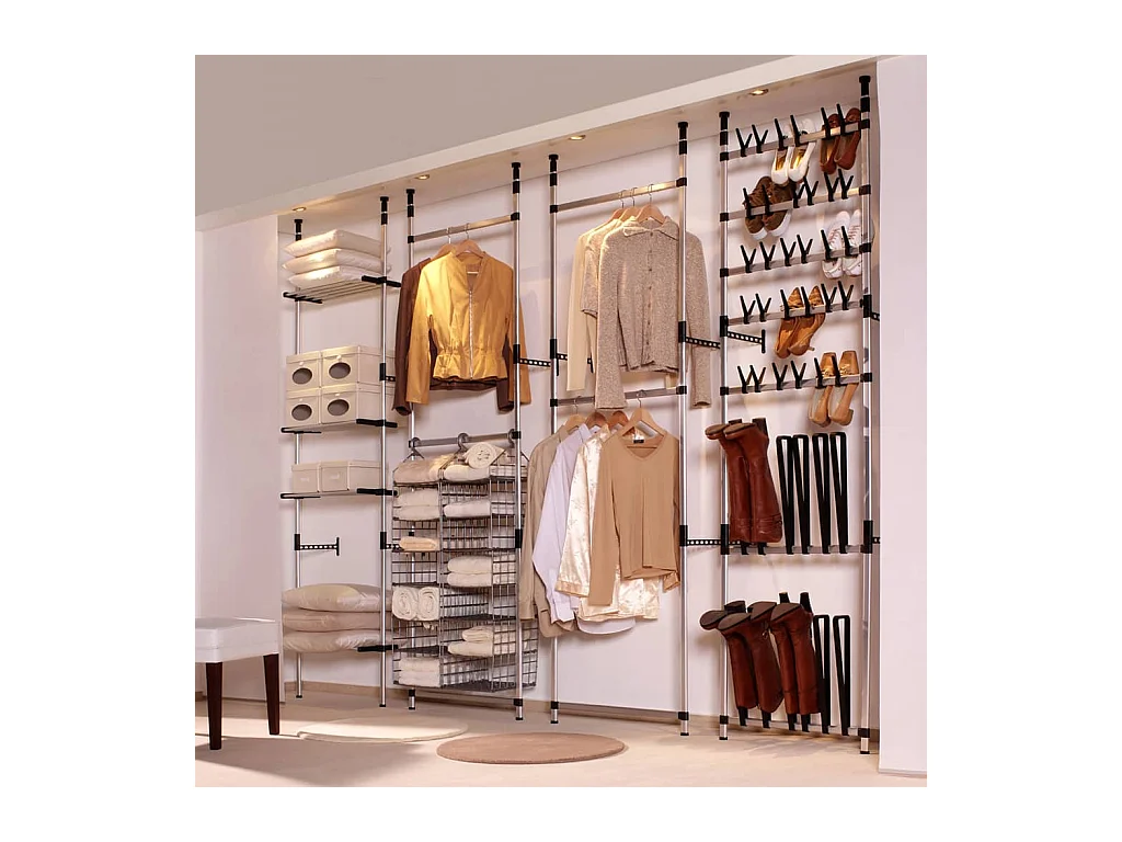 Système de garde-robe télescopique avec étagères Aluminium OFR91882 BonneVie Meuble