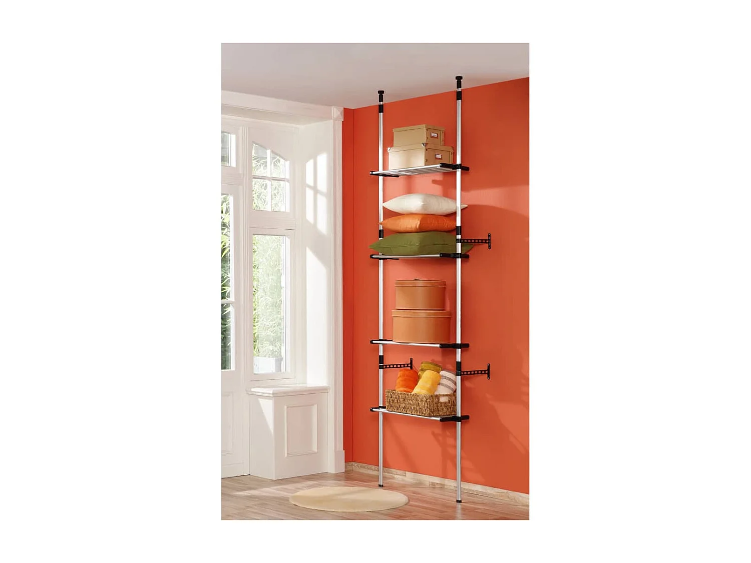 Système de garde-robe télescopique avec étagères Aluminium OFR91882 BonneVie Meuble