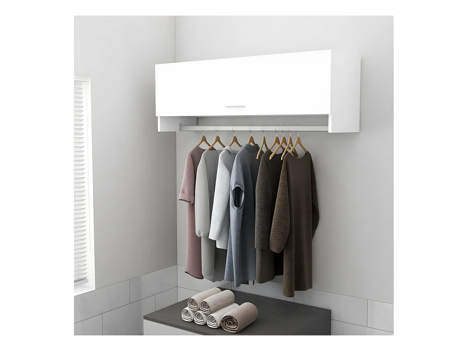 Garde-robe Blanc 100x32,5x35 cm Aggloméré OFR70463 BonneVie Meuble
