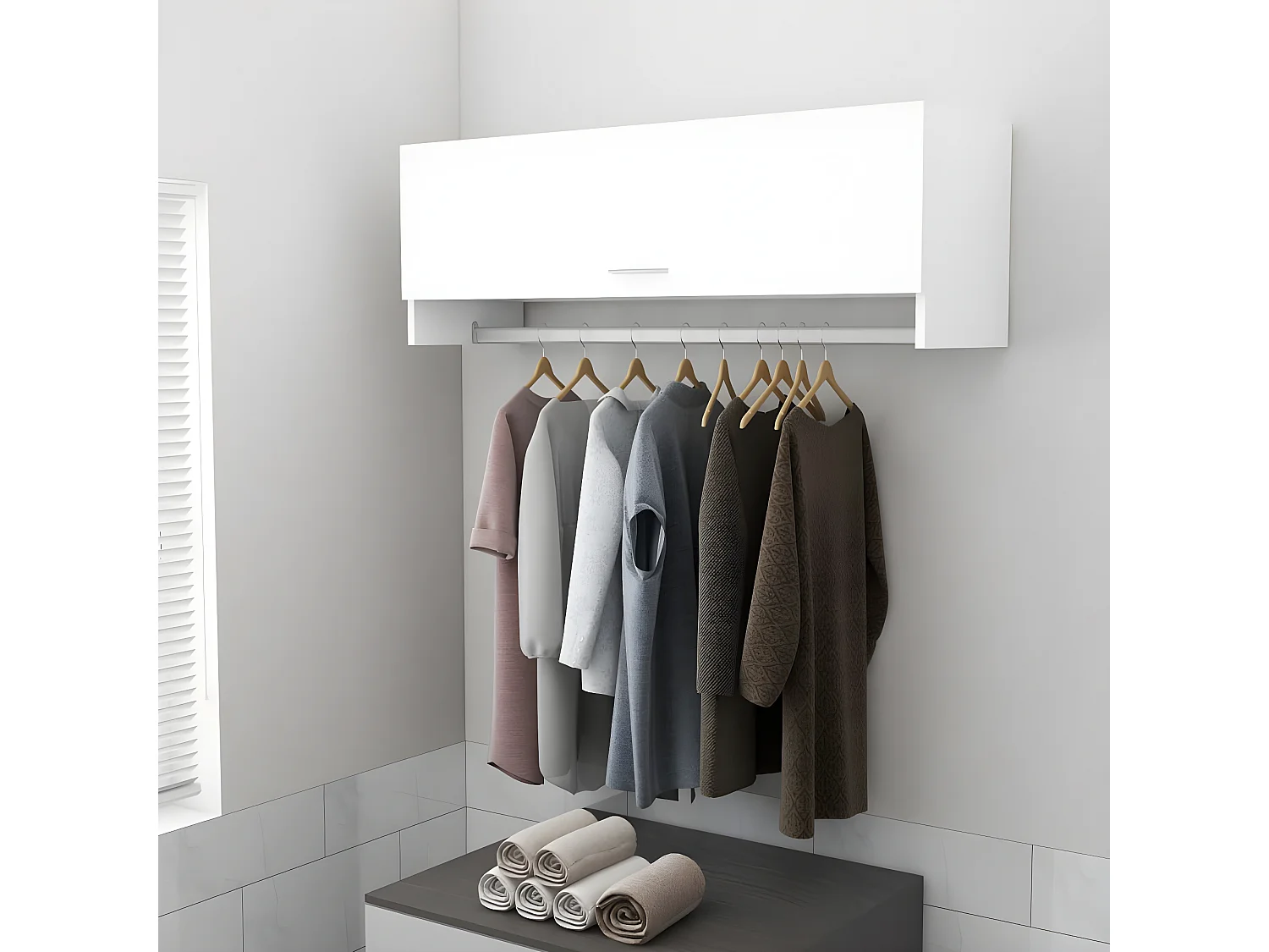 Garde-robe Blanc 100x32,5x35 cm Aggloméré OFR70463 BonneVie Meuble