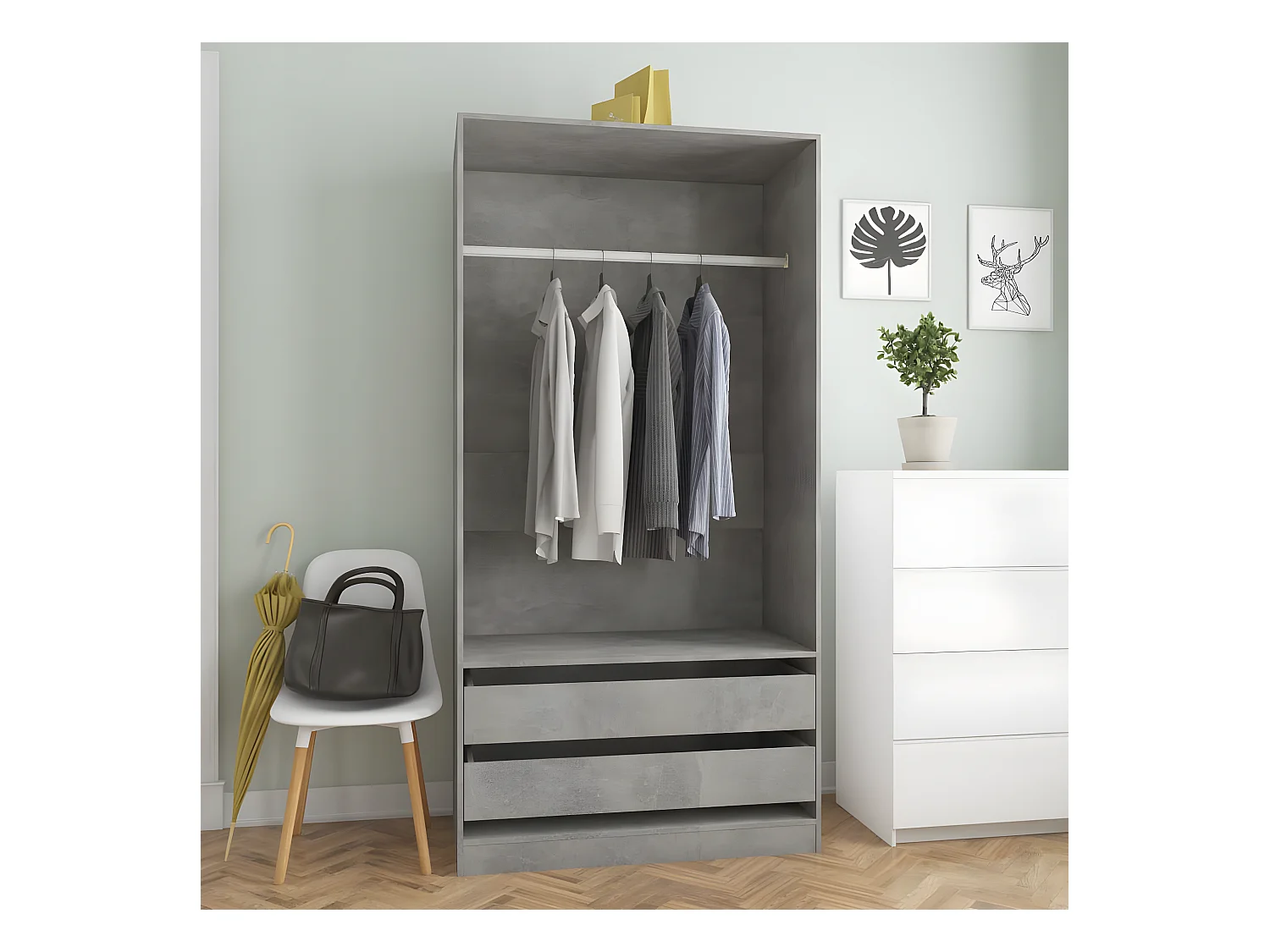 Garde-robe Gris béton 100x50x200 cm Aggloméré OFR94314 BonneVie Meuble