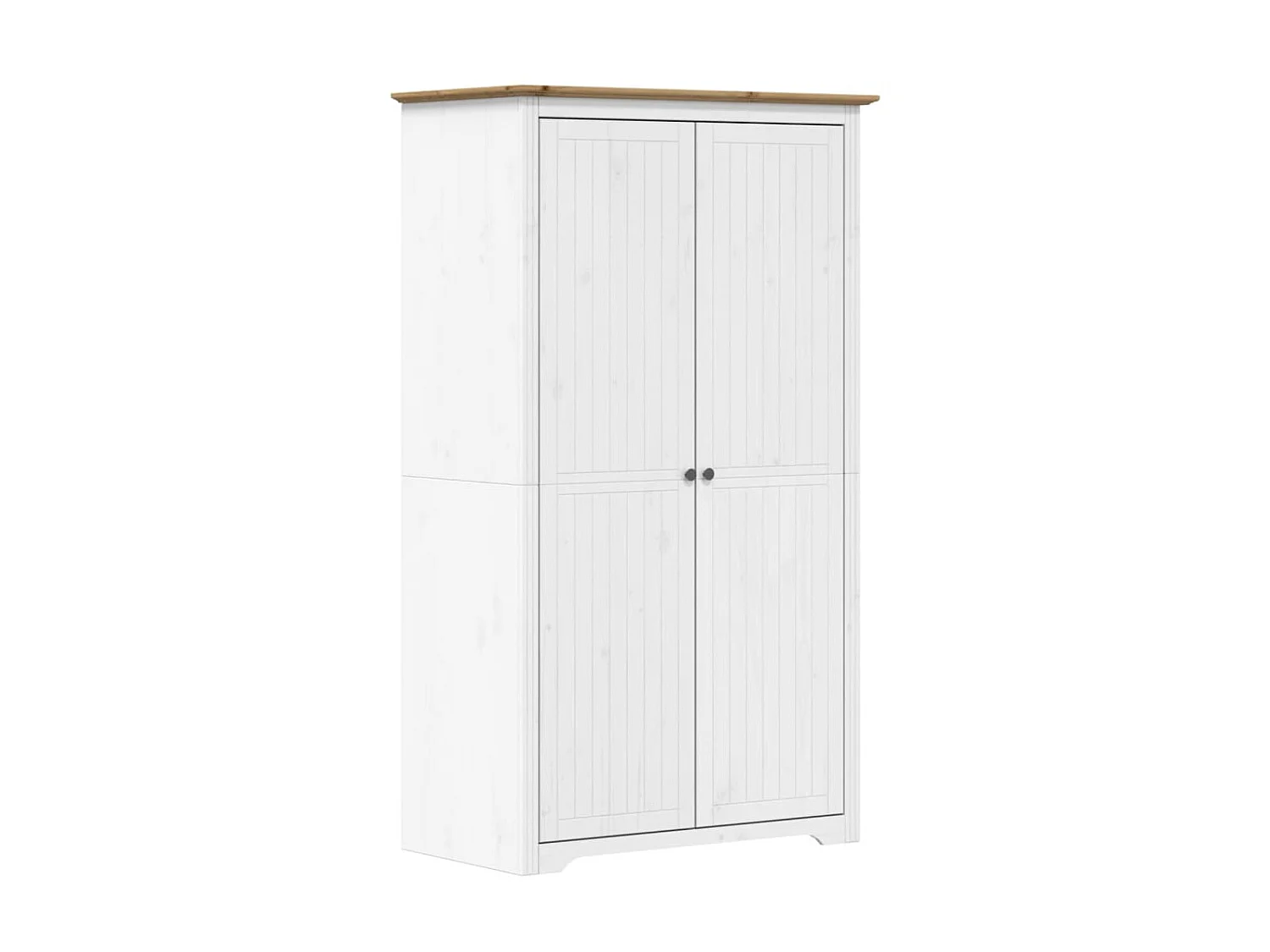 Garde-robe BODO blanc marron 101x52x176,5 cm bois massif de pin OFR51275 BonneVie Meuble