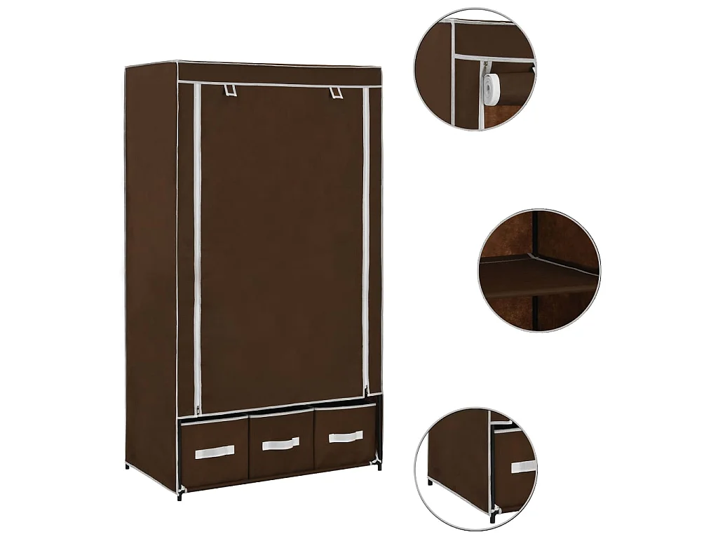 Garde-robe Marron 87x49x159 cm Tissu OFR78134 BonneVie Meuble