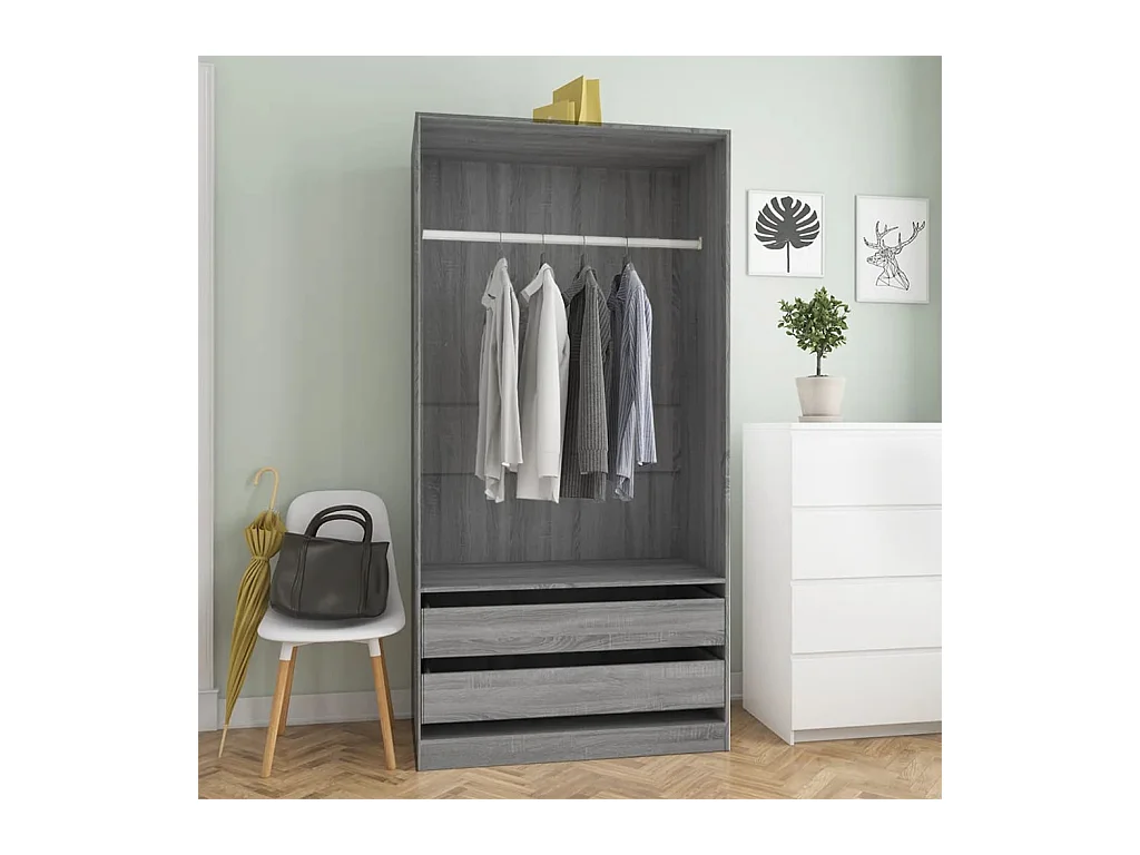 Garde-robe Sonoma gris 100x50x200 cm Bois d'ingénierie OFR29348 BonneVie Meuble