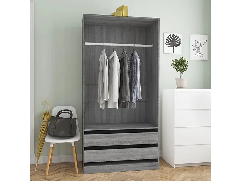 Garde-robe Sonoma gris 100x50x200 cm Bois d'ingénierie OFR29348 BonneVie Meuble