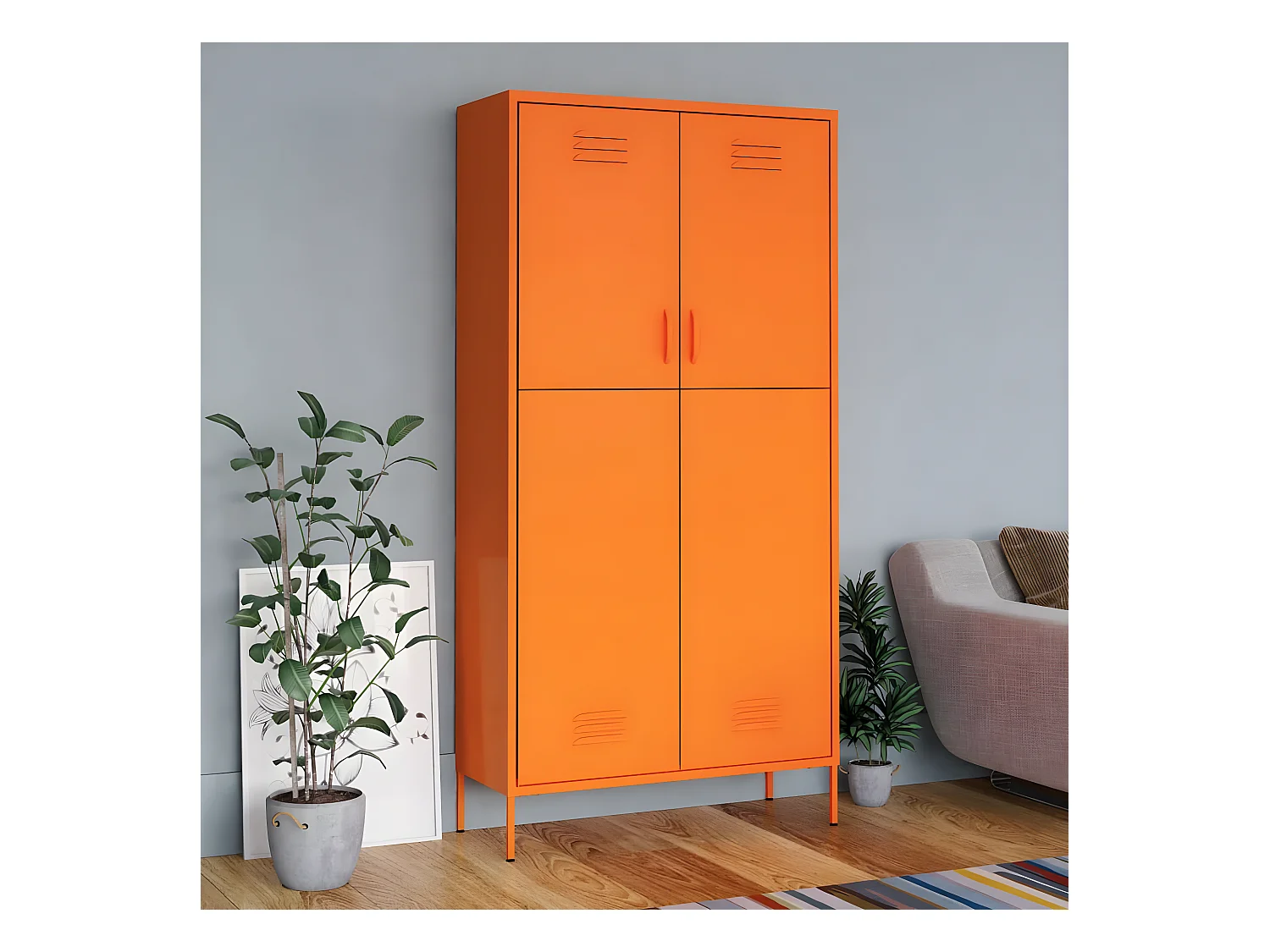 Garde-robe, Penderie, Armoire de vêtements Orange 90x50x180 cm Acier PEWV43400 BonneVie Meuble